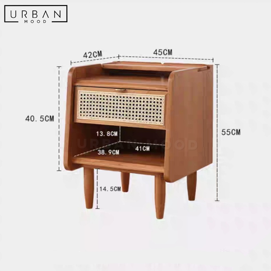SPOTTY Rustic Rattan Side Table