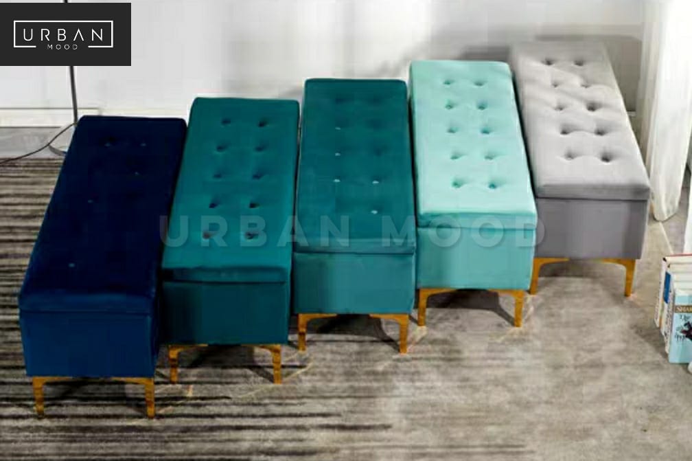 VINNY Victorian Velvet Storage Ottoman