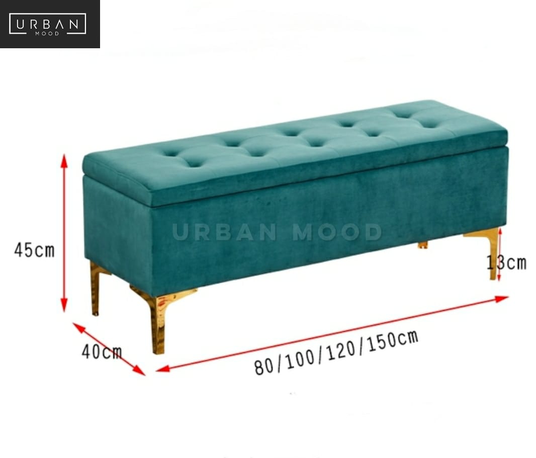 VINNY Victorian Velvet Storage Ottoman