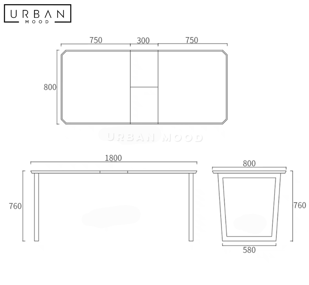 WANG Modern Extendable Dining Table