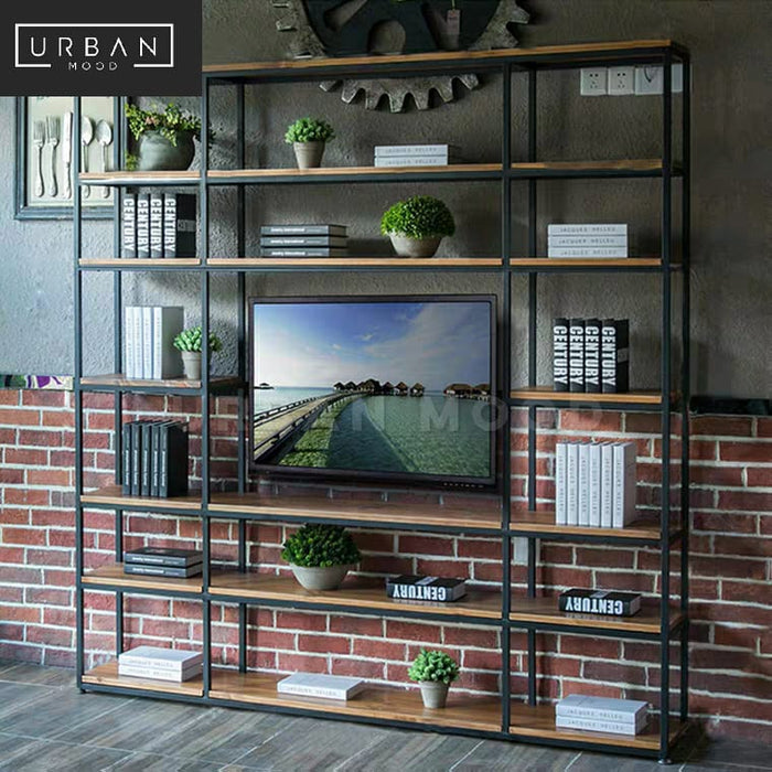 CLIFT Modern Industrial Solid Wood TV Shelf