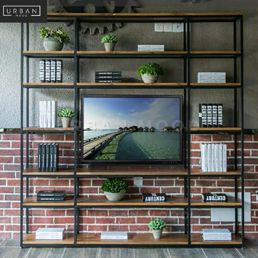 CLIFT Modern Industrial Solid Wood TV Shelf