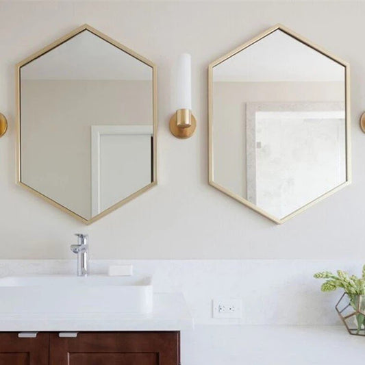 CORDELIA Vintage Hexagon Gold Wall Mirror