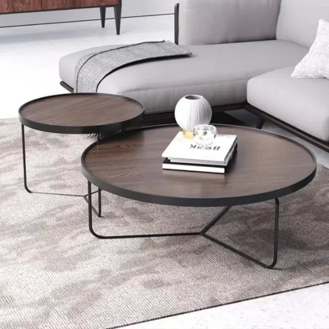 CYPRESS Solid Wood Round Nesting Coffee Tables