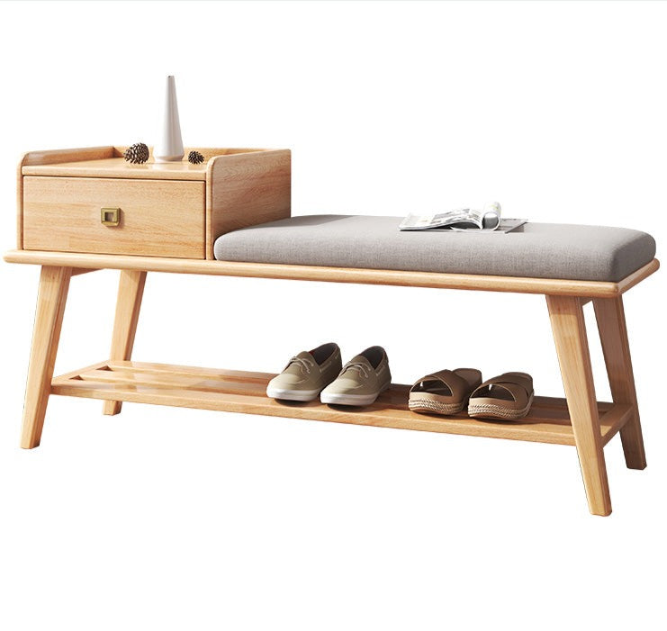 CASSIDY BELAIR Solid Wood Shoe Stool