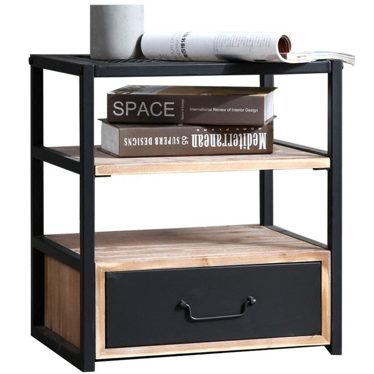 HARWOOD Modern Industrial Solid Wood Bedside Table