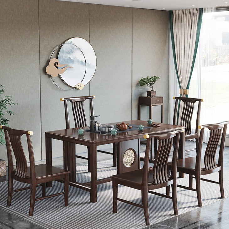 JACQUELINE NEW YORK RITZ Chinese Style Modern Minimalist Tea Table Dining Conference Solid Wood and Chair Set