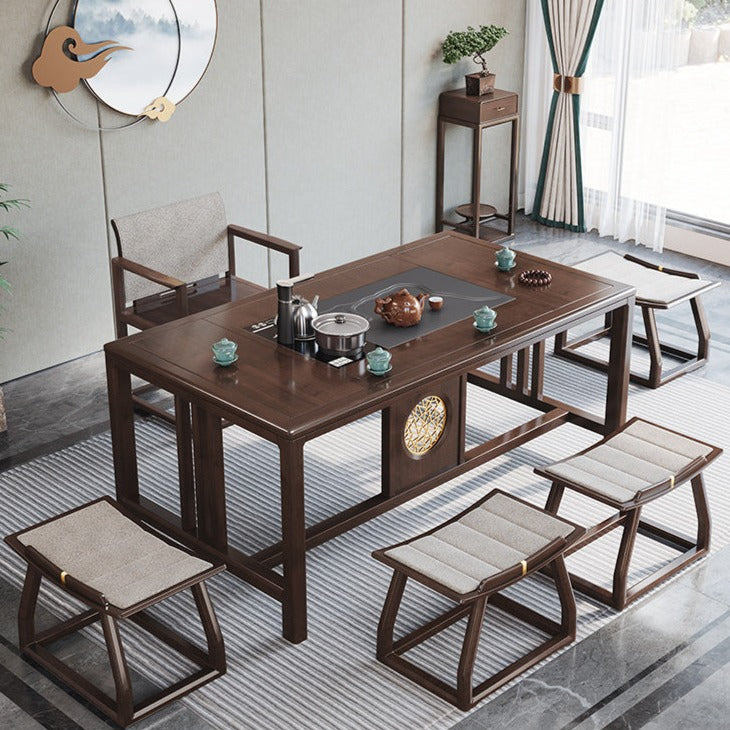 JACQUELINE NEW YORK RITZ Chinese Style Modern Minimalist Tea Table Dining Conference Solid Wood and Chair Set