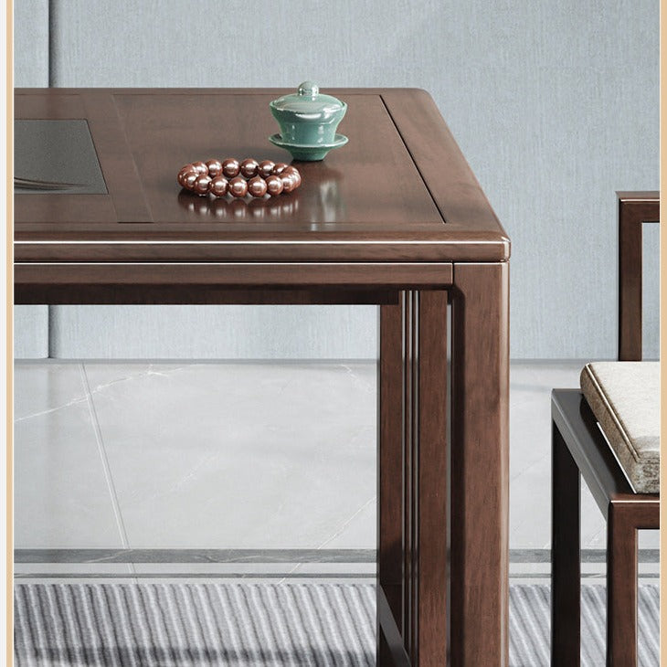 JACQUELINE NEW YORK RITZ Chinese Style Modern Minimalist Tea Table Dining Conference Solid Wood and Chair Set