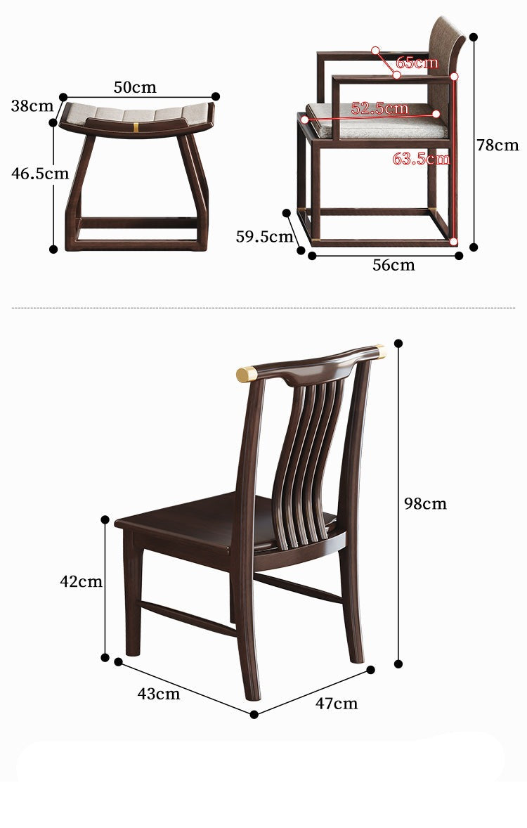 JACQUELINE NEW YORK RITZ Chinese Style Modern Minimalist Tea Table Dining Conference Solid Wood and Chair Set