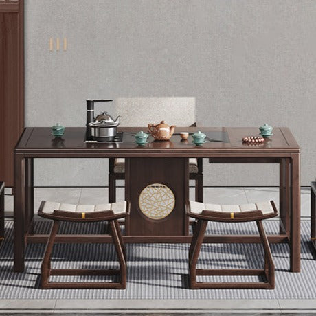 JACQUELINE NEW YORK RITZ Chinese Style Modern Minimalist Tea Table Dining Conference Solid Wood and Chair Set