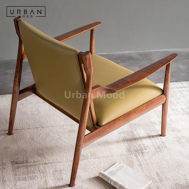 Premium | MAISEN Solid Wood Leather Lounge Chair