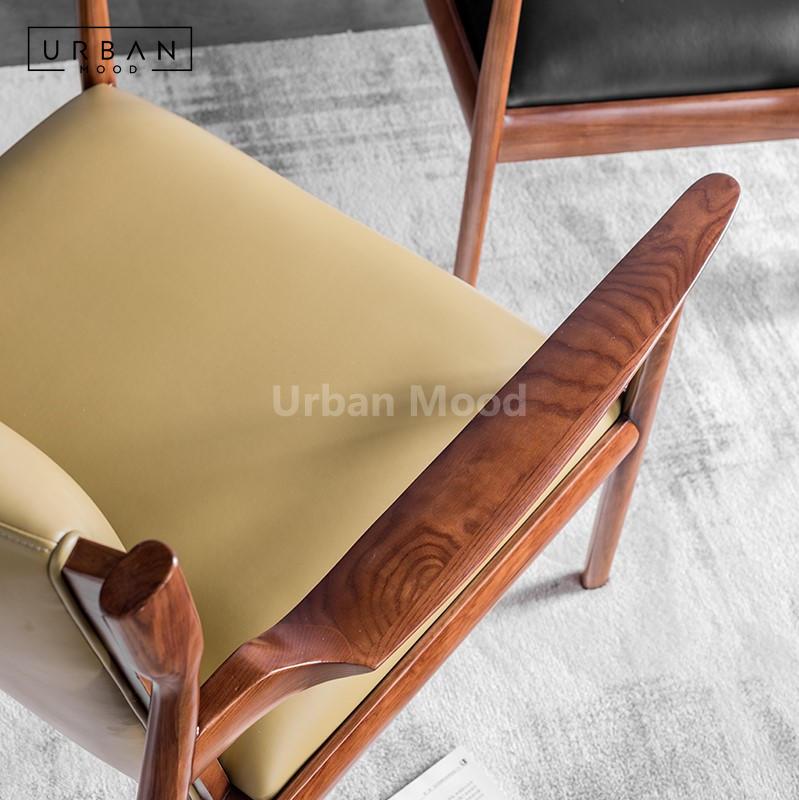 Premium | MAISEN Solid Wood Leather Lounge Chair