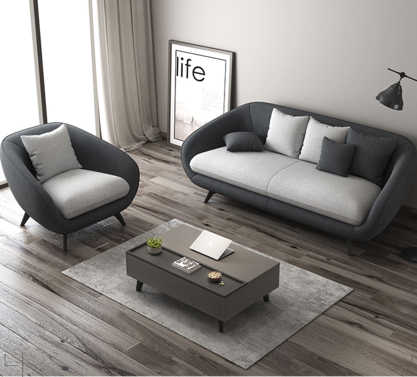 PEBBLEBAY Modern and Contemporary Fabric Nordic Style Sofa