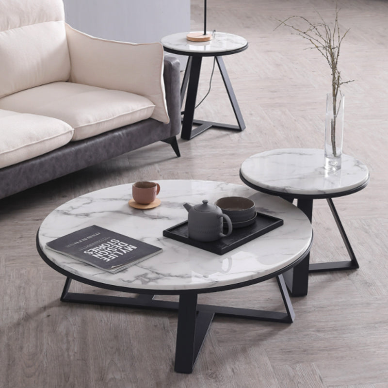 (Clearance) MARRIOT Round Marble Coffee Table Set