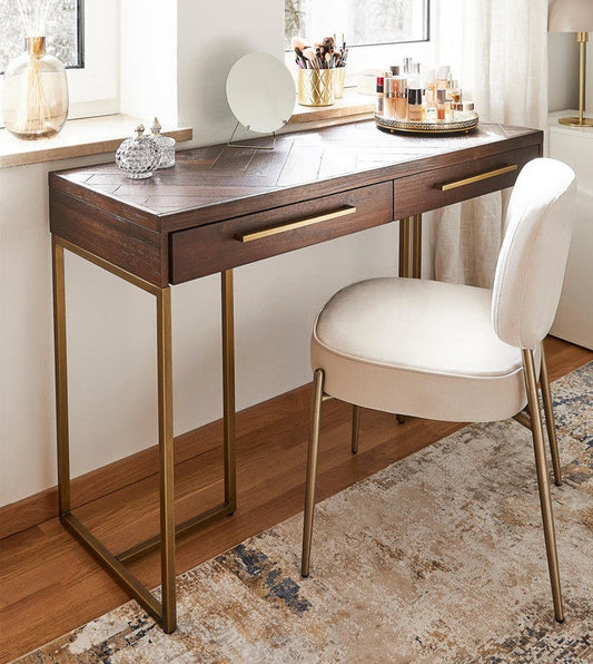 MCKENNA Herringbone Console Table / Writing Table /Dressing Vanity Table Solid Wood