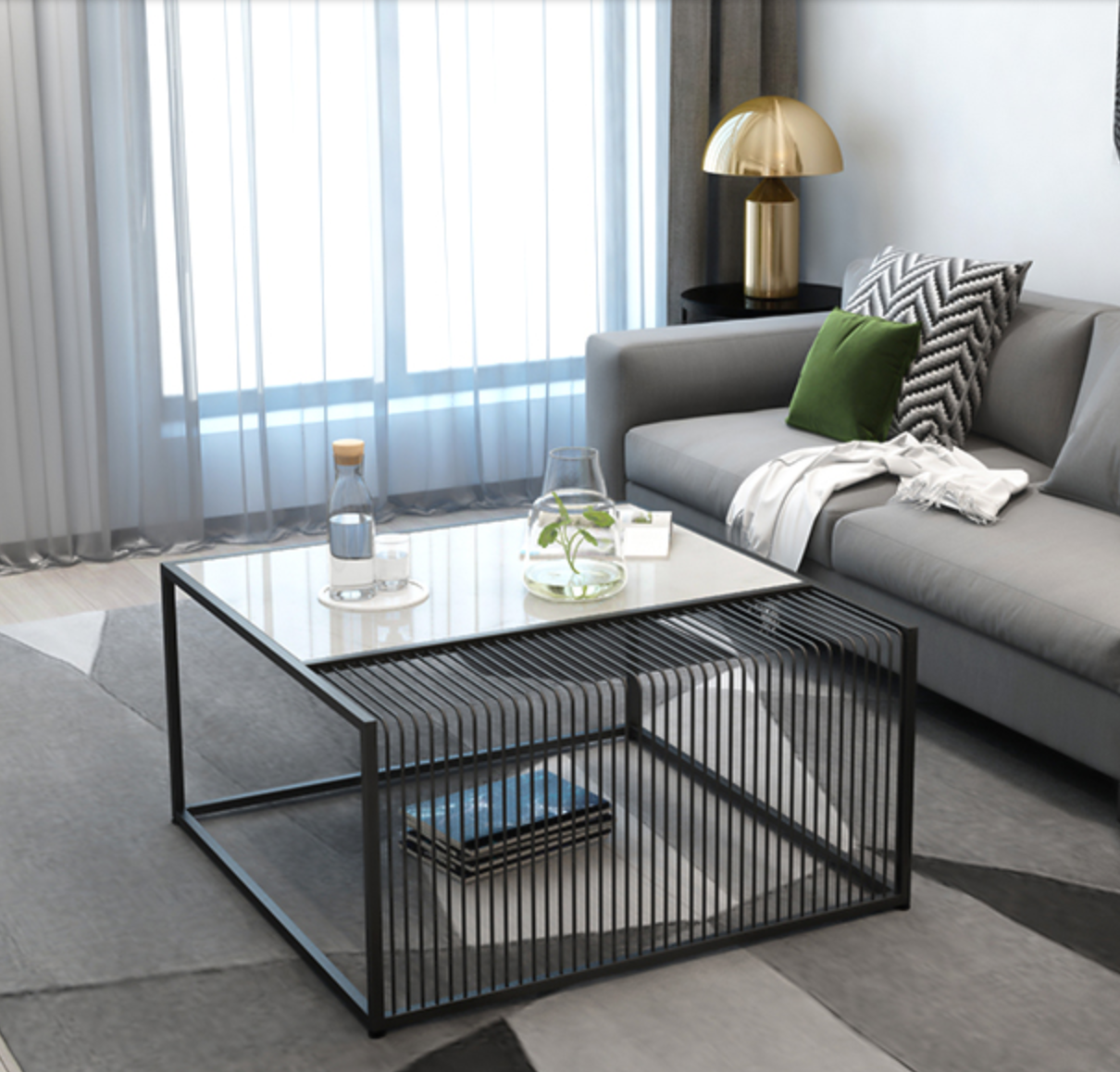 Minimalist Marble Metal Frame Coffee Table