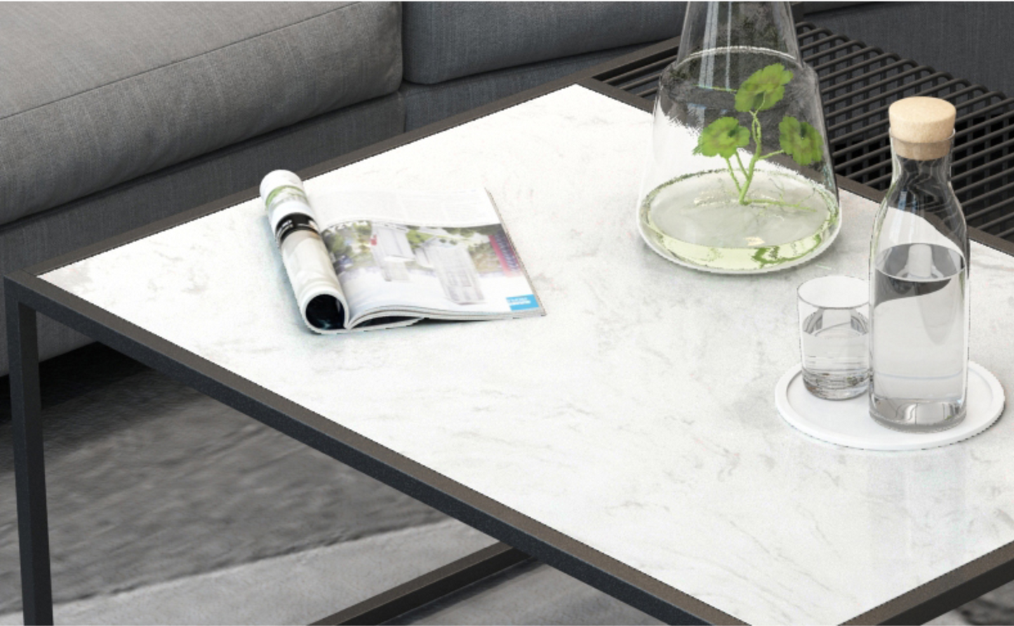 Minimalist Marble Metal Frame Coffee Table