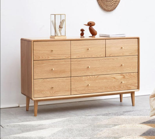 SAWYER Solid Wood Seven Drawers Modern Minimalist Oak Wood