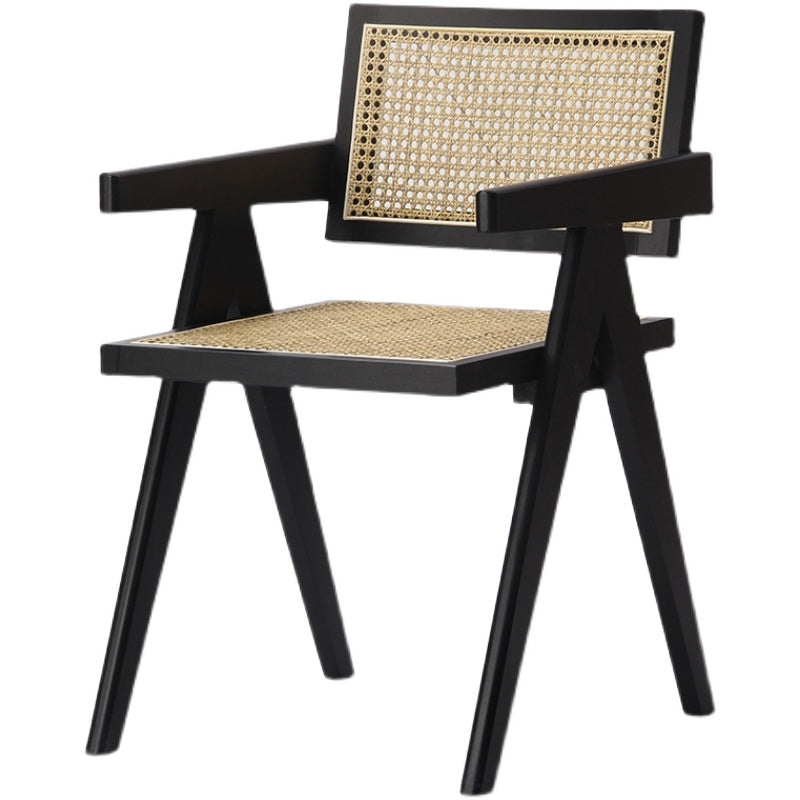 Rowan RITZ Chair Rattan with Armrest Nordic Solid Wood Walnut, Natural Color