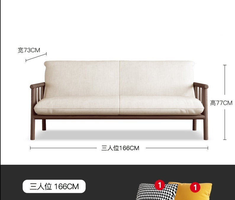 LAYLA Scandinavian Sofa Solid Wood Japanese-style ( Choose From 4 Size, 7 Color )