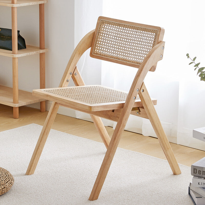 Rowan RITZ Chair Rattan with Armrest Nordic Solid Wood Walnut, Natural Color