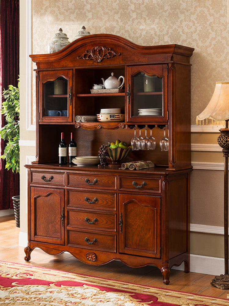 SOPHIE BOSTON Glass Display Buffet Hutch American Classic Solid Wood Wine Cabinet ( 10 Size and Design )