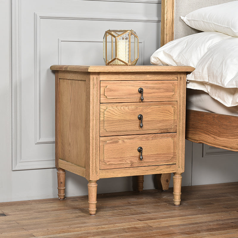 EZEKIEL American French Country Bedside Table 3 Drawers ( Select from 3 Color )