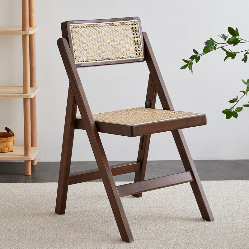 Rowan RITZ Chair Rattan with Armrest Nordic Solid Wood Walnut, Natural Color