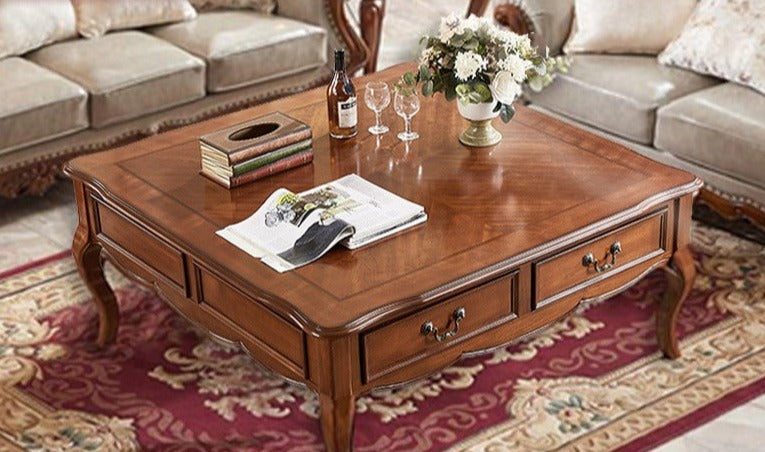 Ava Hilton Coffee Table American Style Solid Wood Square Coffee Table / Rectangular ( Select from 2 Color, 5 Size )