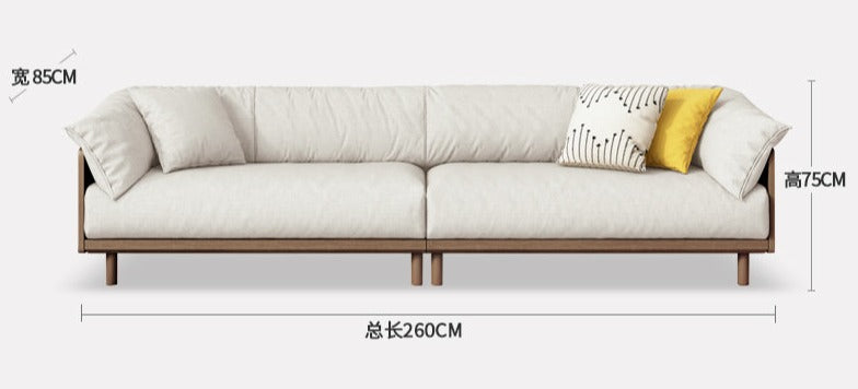 ELLIE Scandinavian Sofa Japanese Nordic Style Full Wood Frame 90 to 260 cm   ( 1, 2 3 Seater, Choice of 6 Size, 5 Color )