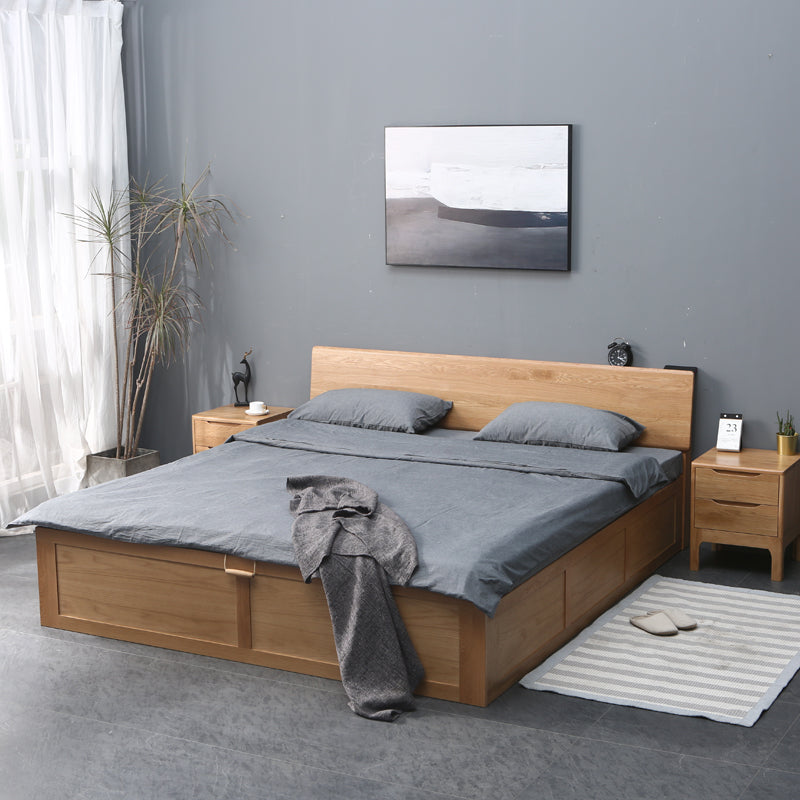 ROWAN MATEO Nordic Wooden Storage Bed Pure Solid Wood