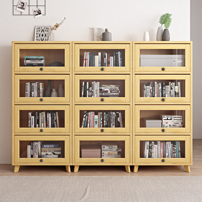 Brielle Glass Display Cabinet Bookcase Solid Wood ( Natural Color )