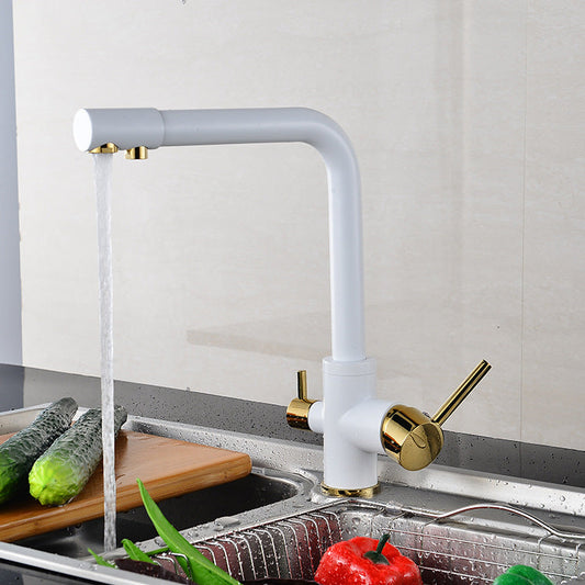 Modern Matte White Double Faucet Tap