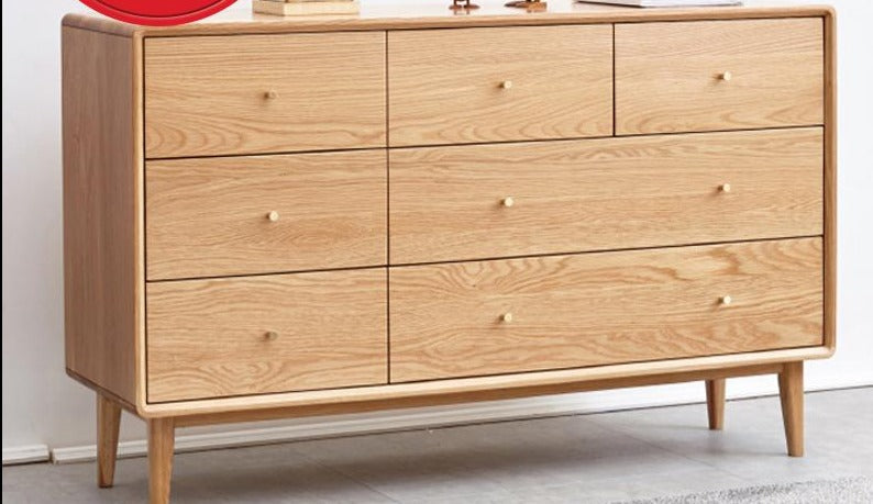 SAWYER Solid Wood Seven Drawers Modern Minimalist Oak Wood