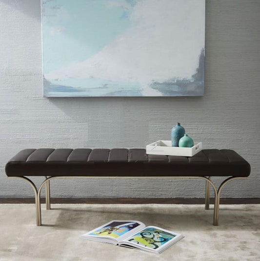 ANNA "Y" Frame Leather Ottoman