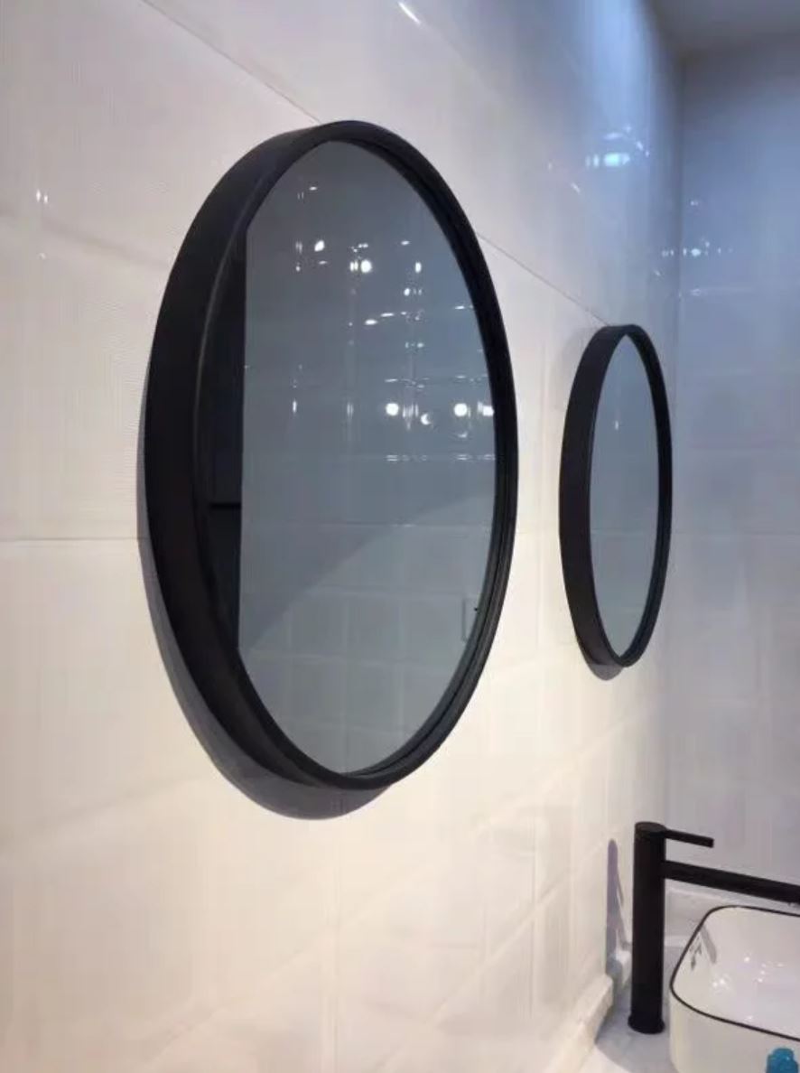 AERIE Modern Industrial Large Round Wall Mirror