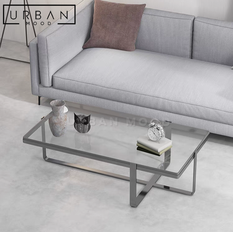 AMETHY Modern Glass Coffee Table