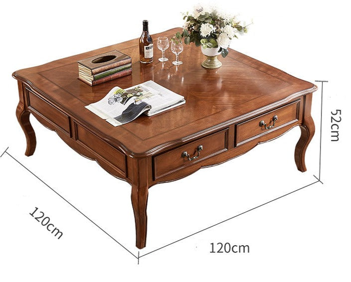 Ava Hilton Coffee Table American Style Solid Wood Square Coffee Table / Rectangular ( Select from 2 Color, 5 Size )