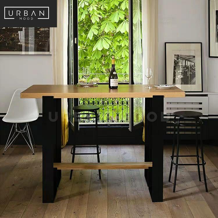 BRETHREN Industrial Solid Wood Bar Dining Table