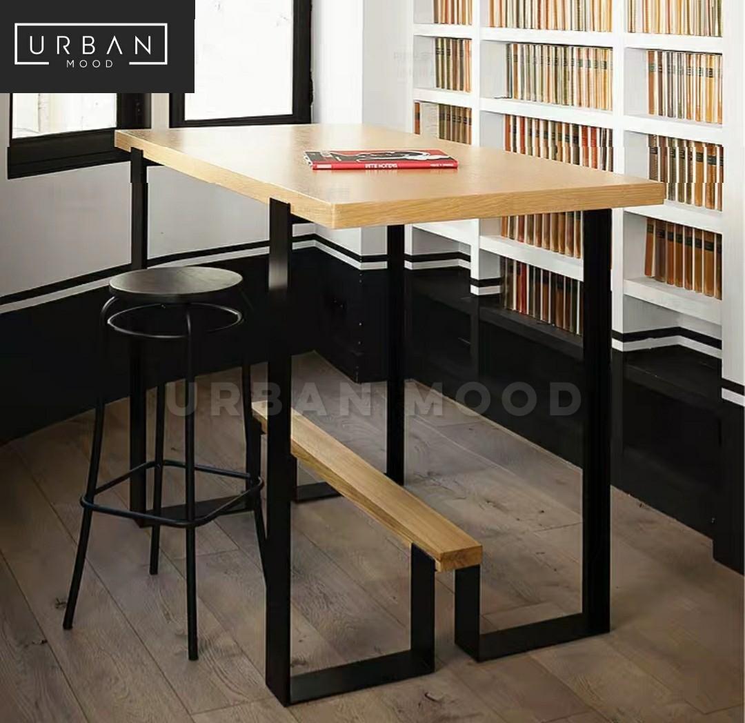 BRETHREN Industrial Solid Wood Bar Dining Table