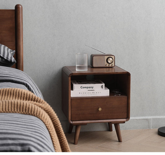 BROOKE MARRIOTT Scandinavian Bedside All Solid Wood Nordic ( 4 Color Walnut, Gray, Black, White )