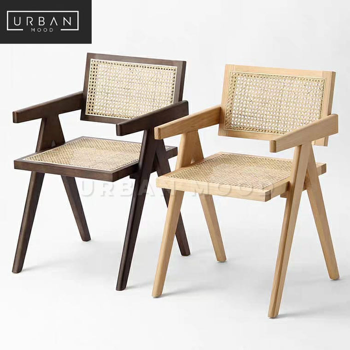 BONE Vintage Solid Wood Rattan Chair