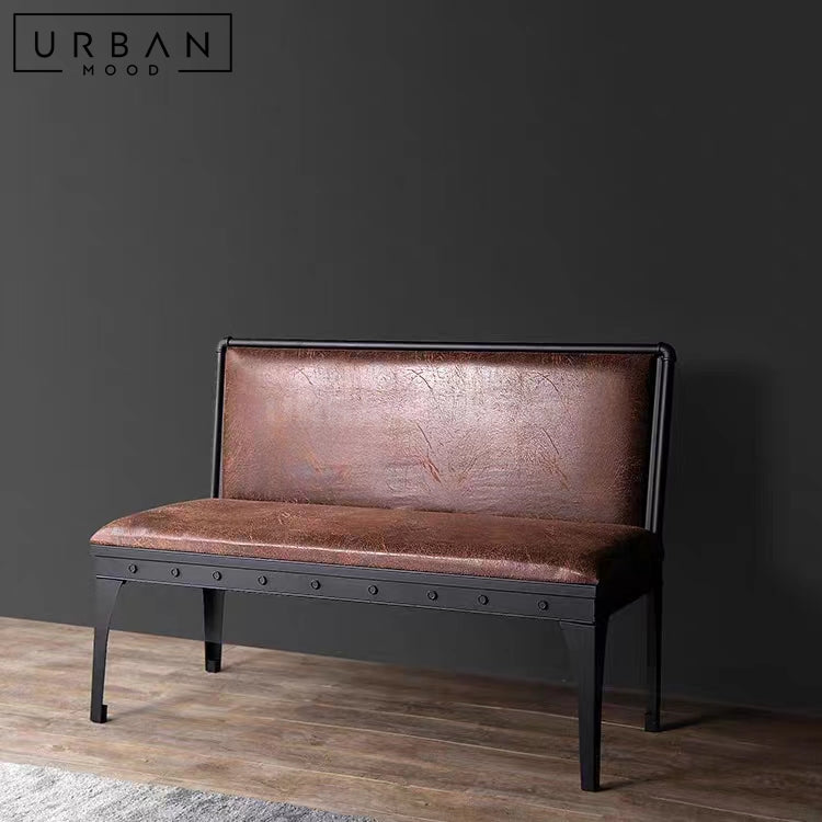 COOP Industrial Leather Dining Bench