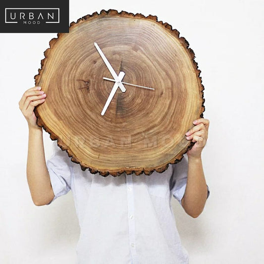 CABIN Rustic Wood Slab Wall Clock