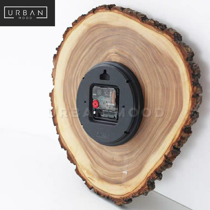 CABIN Rustic Wood Slab Wall Clock