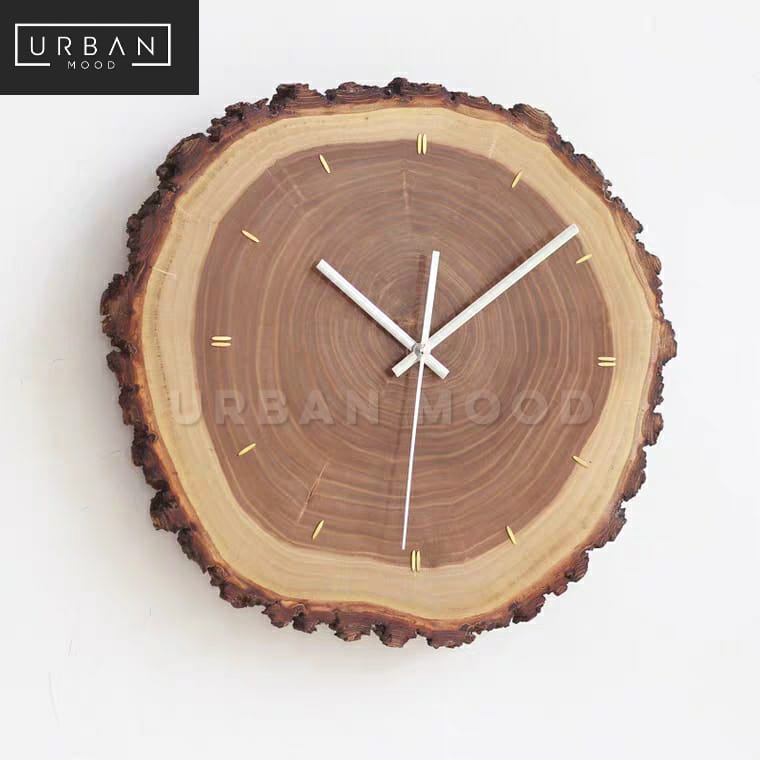 CABIN Rustic Wood Slab Wall Clock