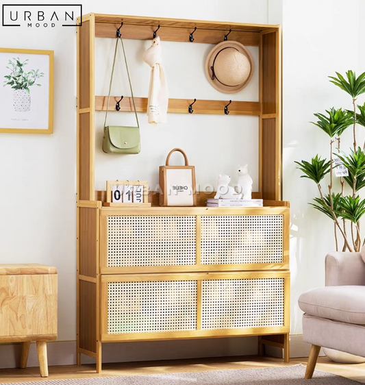 COFFE Rustic Rattan Shoe Cabinet