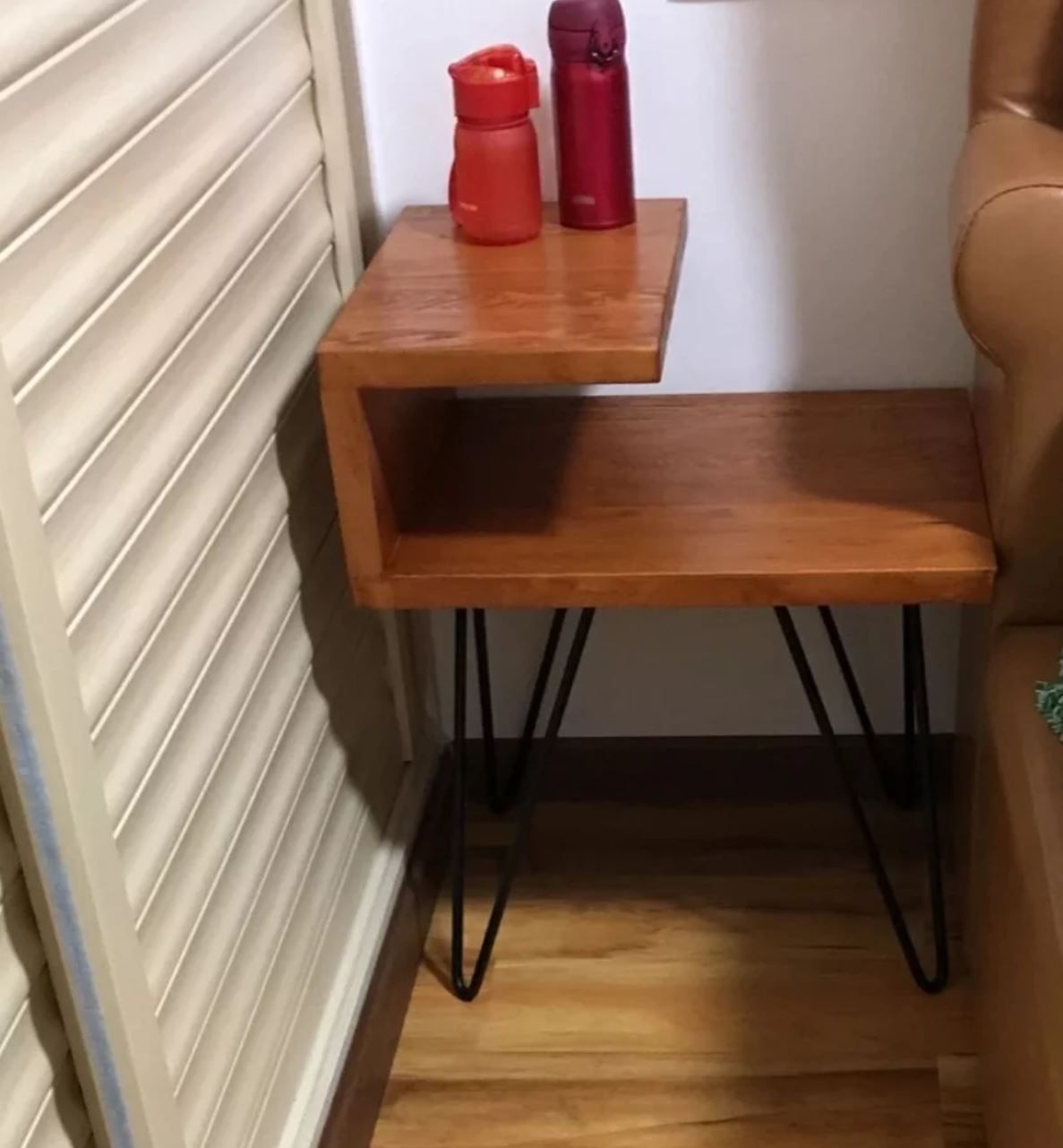 CORA Modern Industrial Solid Wood Bedside Table