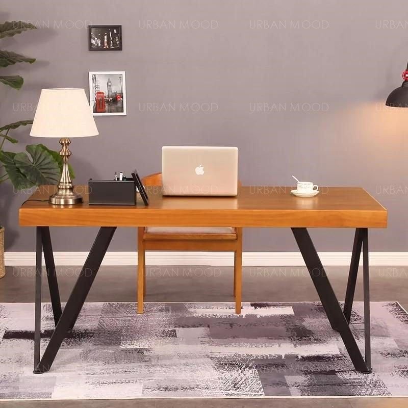 DELLA  ModernRustic W Frame Wooden Study Table